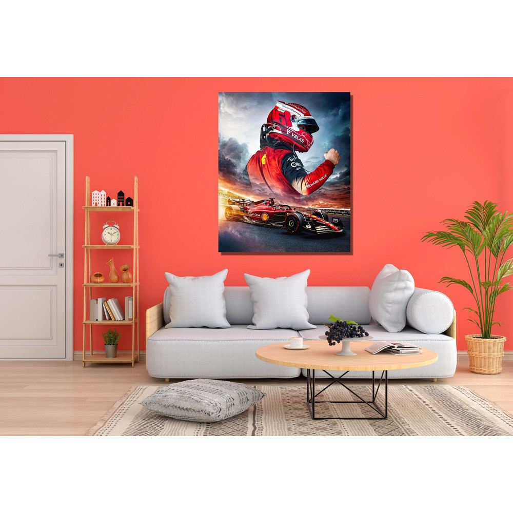 Charles Leclerc Ready To Hang Canvas, Wall Art, F1 Scuderia Ferrari, SF-23, Season 2023, Man Cave Decor, Gift For Him, Formula 1 Print Art.jpg