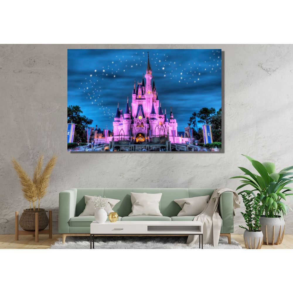 Cinderella Castle Ready To Hang Canvas, Disney Poster, Disney Wall Art, Girls Wall Art,Disneyland,Disney Wall Art, Castle Canvas, Starry Sky 1.jpg