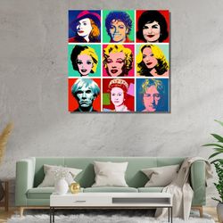 collage andy warhol ready to hang canvas,contemporary art reproduction print,home decor,room decor,bedroom decor,home gi