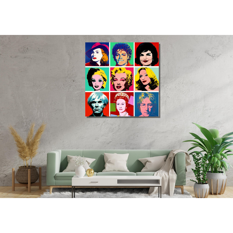 Collage Andy Warhol Ready To Hang Canvas,Contemporary art Reproduction print,Home Decor,Room Decor,Bedroom Decor,Home Gifts,Andy Warhol Gift.jpg
