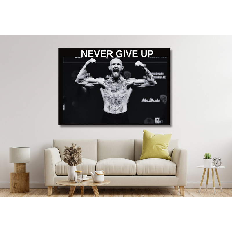 Conor McGregor Quote Ready To Hang Canvas, UFC MMA Wall Decor, Sports Art Canvas,Bedroom Wall Decor,Sports Bar,Connor McGregor Never Give Up.jpg
