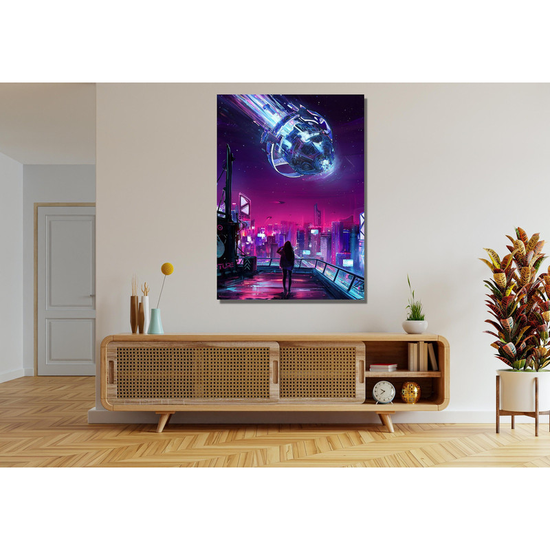 Cyberpunk City Ready To Hang Canvas,Neo Futuristic Wall Art,Rolled Canvas Print,Game Poster Gift,Cyberpunk City Neo Futuristic Canvas Poster 2.jpg