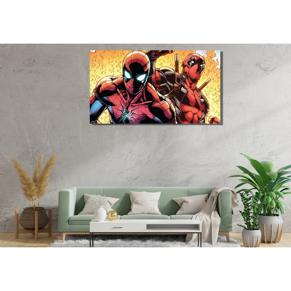 Deadpool vs Spiderman Comics Ready To Hang Canvas,Into the SpiderVerse Poster,Spiderman Into the Spider-verse Painting,Deadpool vs Spiderman.jpg