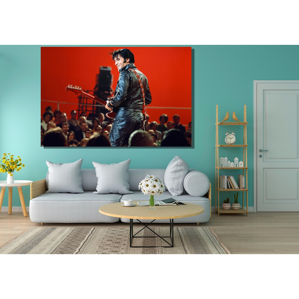 Elvis Presley Ready To Hang Canvas, Elvis Presley Poster, Elvis Presley Canvas Wall Art, Elvis Presley with a Red Background, Elvis Fan Gift.jpg