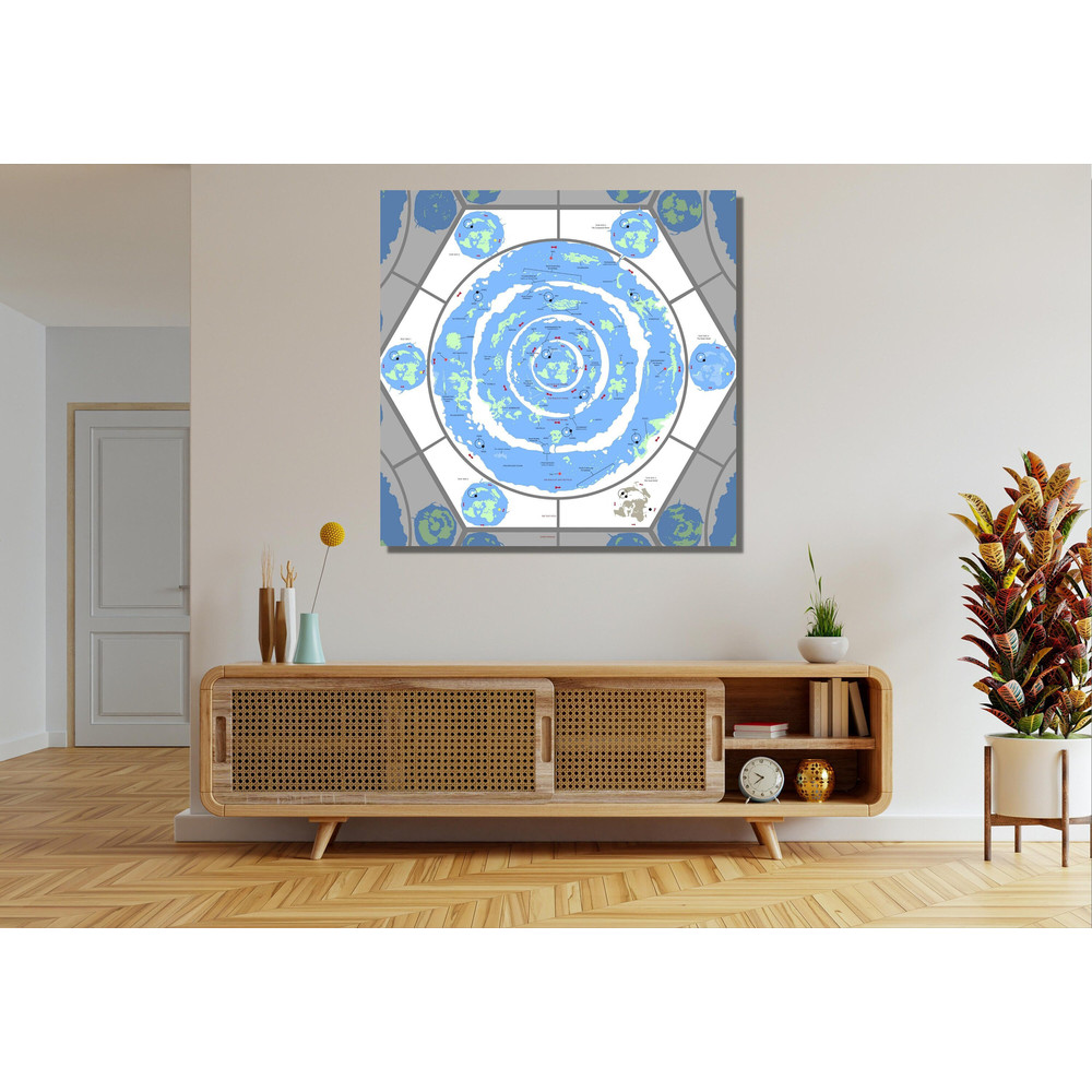 Flat Earth Map Ready To Hang Canvas,Flat Earth Poster,Large World Map Wall Chart,15th Century Old Map,Flat Earth Map,Routes Wall Art Canvas.jpg