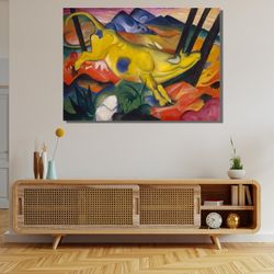 franz marc's 'yellow cow' ready to hang canvas,1911 franz marc poster,the great upheaval poster,franz marc art gallery,f