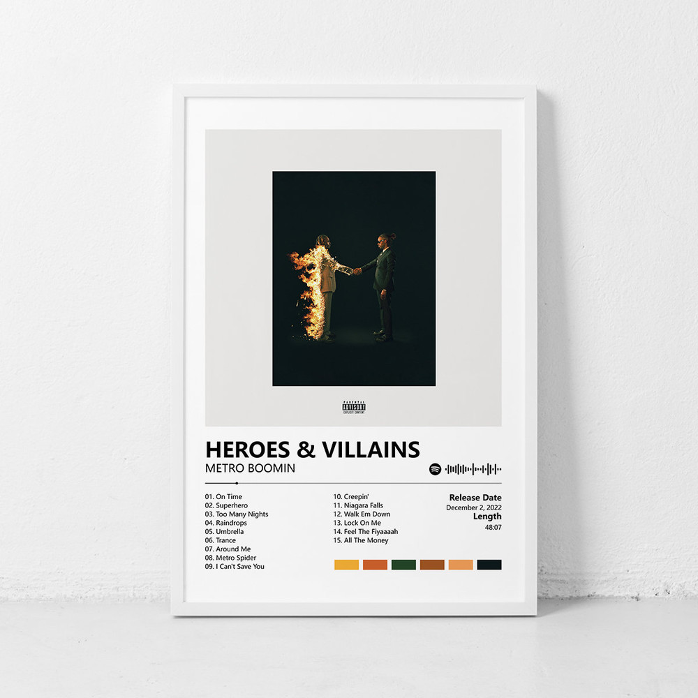 HEROES & VILLAINS Metro Boomin Music poster, Album Cover Poster Wall Art Decor Print Picture Paintings for Living Room Canvas Poster.jpg