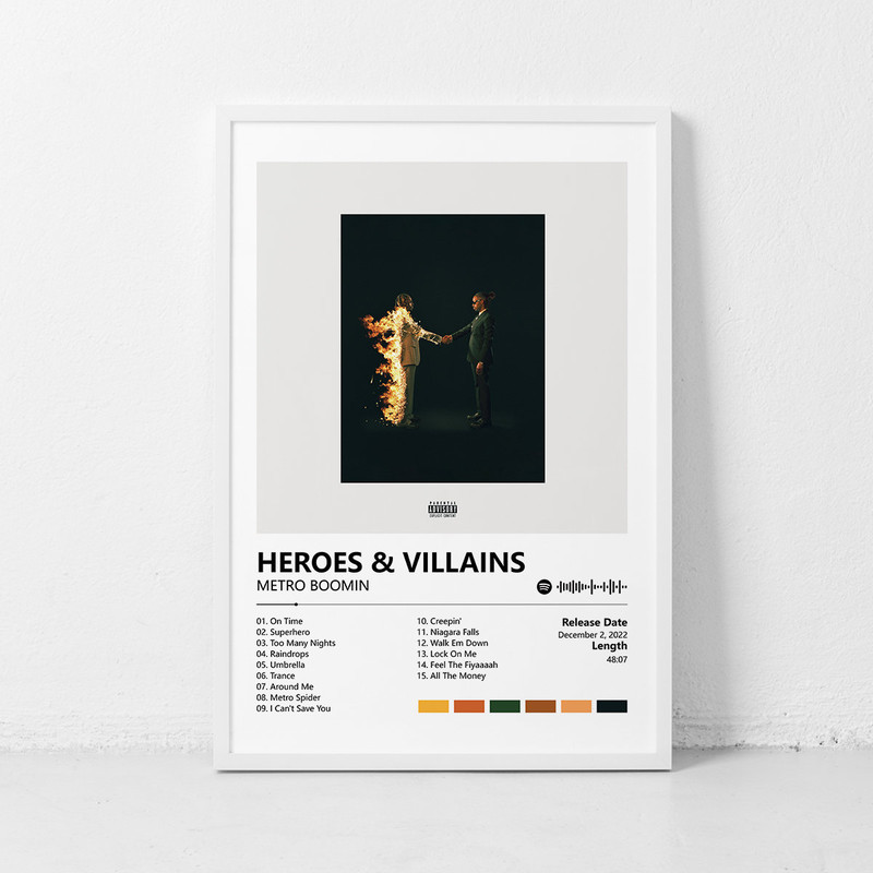 HEROES & VILLAINS Metro Boomin Music poster, Album Cover Poster Wall Art Decor Print Picture Paintings for Living Room Canvas Poster.jpg