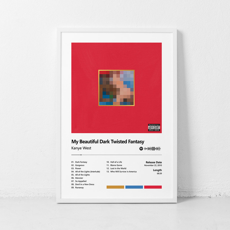 My Beautiful Dark Twisted Fantasy Music poster, Album Cover Poster Bedroom Decor Office Room Decor Canvas poster.jpg