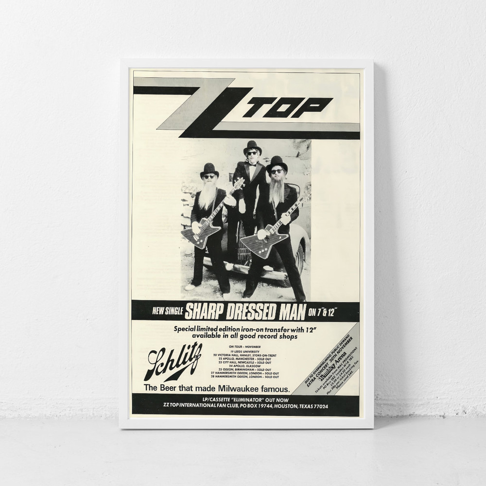 ZZ Top Music Gig Concert Poster Classic Retro Rock Vintage Wall Art Print Decor Canvas Poster.jpg