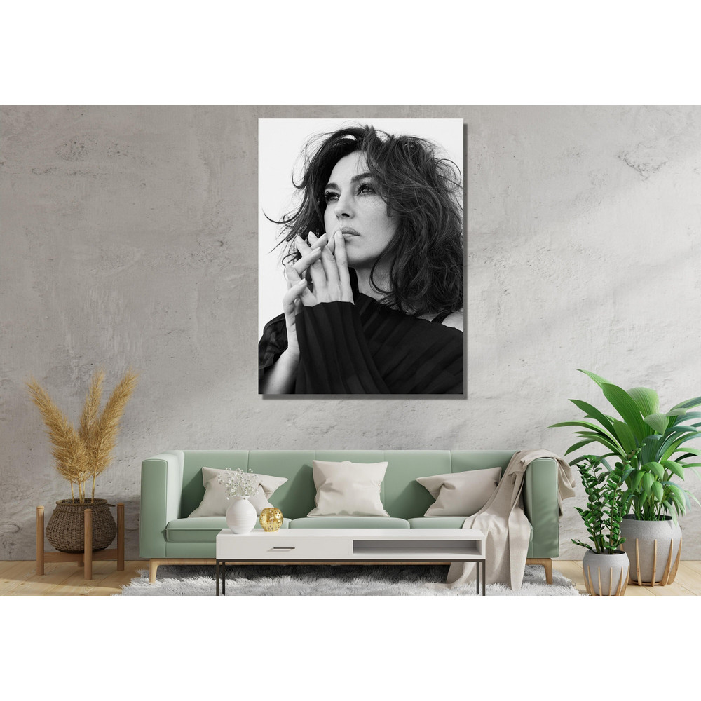 Monica Bellucci Ready To Hang Canvas,Monica Bellucci Black and White Poster,Vintage Photo, Feminist Poster,Teen Girl Room Decor,Gift For Her 1.jpg
