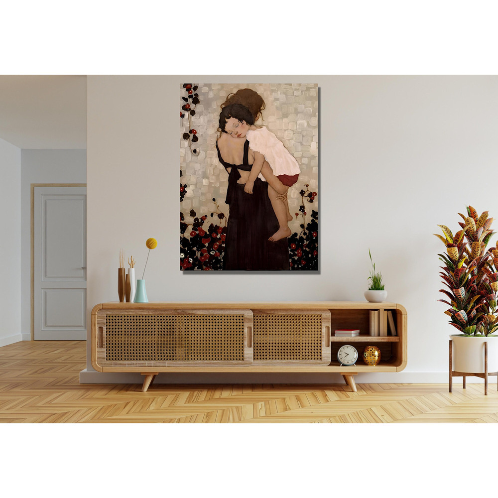 Mother and Child Ready To Hang Canvas,The Mother and Child Canvas Wall Art,Gustav Klimt Canvas Print,Klimt Mother Decor Art,Child Wall Art.jpg
