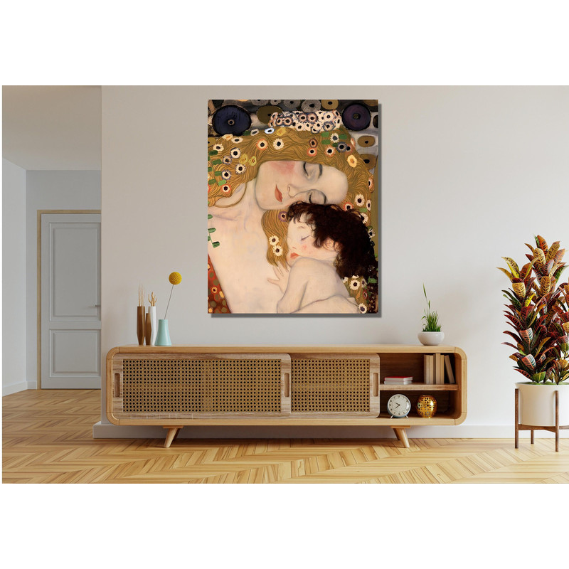 Mother and Child Ready To Hang Canvas,The Mother and Child Canvas Wall Art,Gustav Klimt Canvas Print,Klimt Mother Decor,Twins Wall Art.jpg