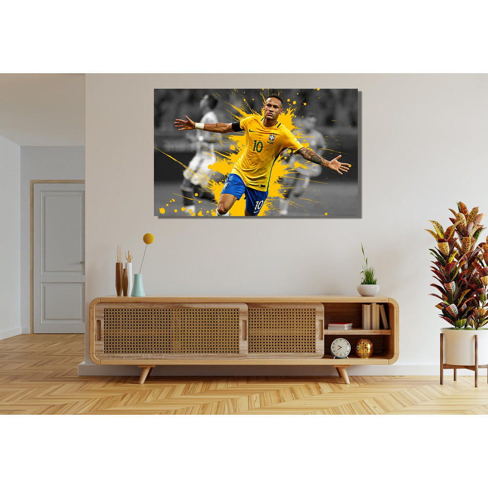 Neymar with Brazil Jersey Ready To Hang Canvas,Neymar with Brazil Uniform Poster,Neymar Fan Gift,Neymar Wall Art,Neymar Art Canvas Print Art.jpg
