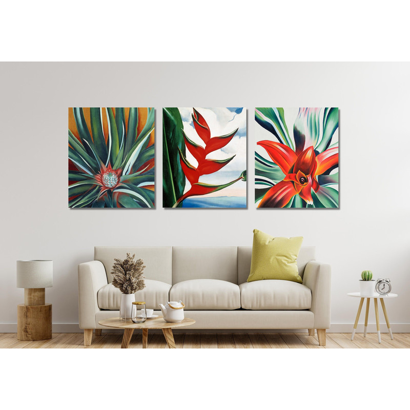 O'keeffe Colorful Flowers Set of 3 Ready To Hang Canvas,O'keeffe Art Gallery,Okeeffe Colorful Flowers Set Of 3 Poster,Okeeffe Colorful Decor.jpg