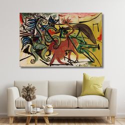 pablo picasso the bull fight ready to hang canvas,picasso the bull fight exhibition poster,museum of modern wall art,vin