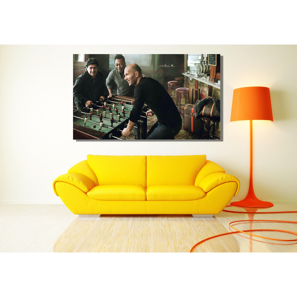 Pele Zidane Maradona Ready To Hang Canvas, Pele Soccer Canvas, Brazilian Soccer Legend, Soccer Fan Gifts, Football Legend Player Poster Art 1.jpg