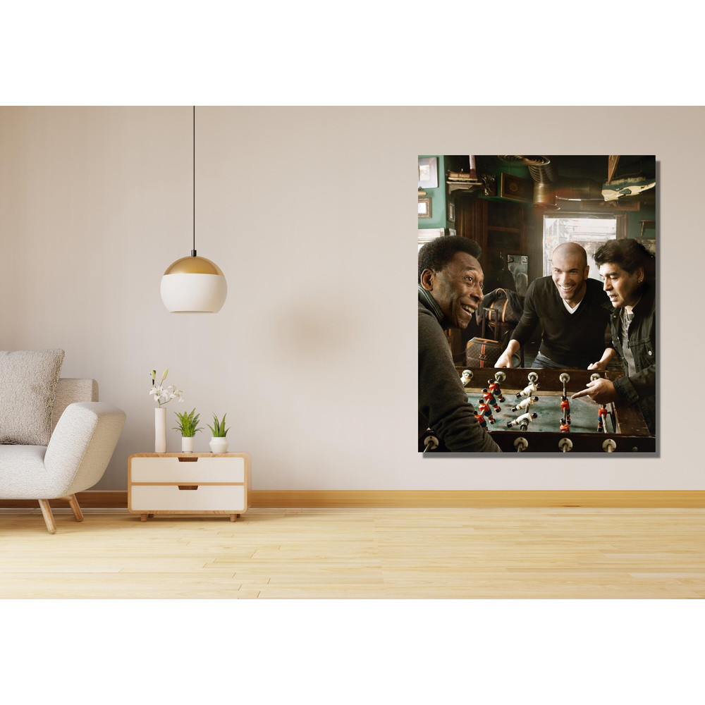 Pele Zidane Maradona Ready To Hang Canvas, Pele Soccer Canvas, Brazilian Soccer Legend, Soccer Fan Gifts, Football Legend Player Poster Art.jpg