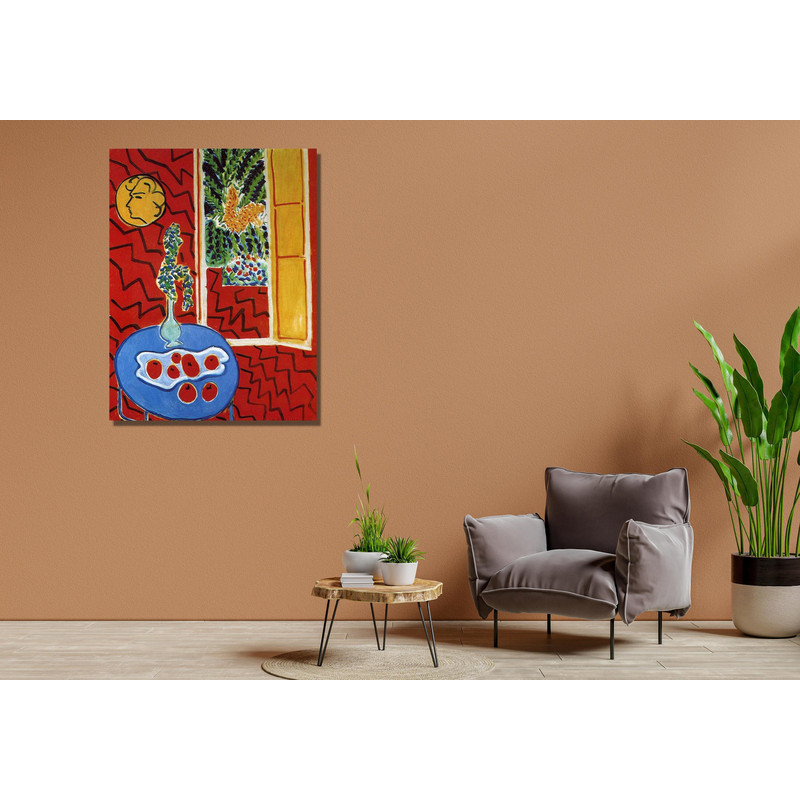 Red Interior Ready To Hang Canvas,Still Life On A Blue Table,Henri Matisse Poster,Henri Matisse Canvas Wall Art,Henri Matisse Wall Art Print.jpg