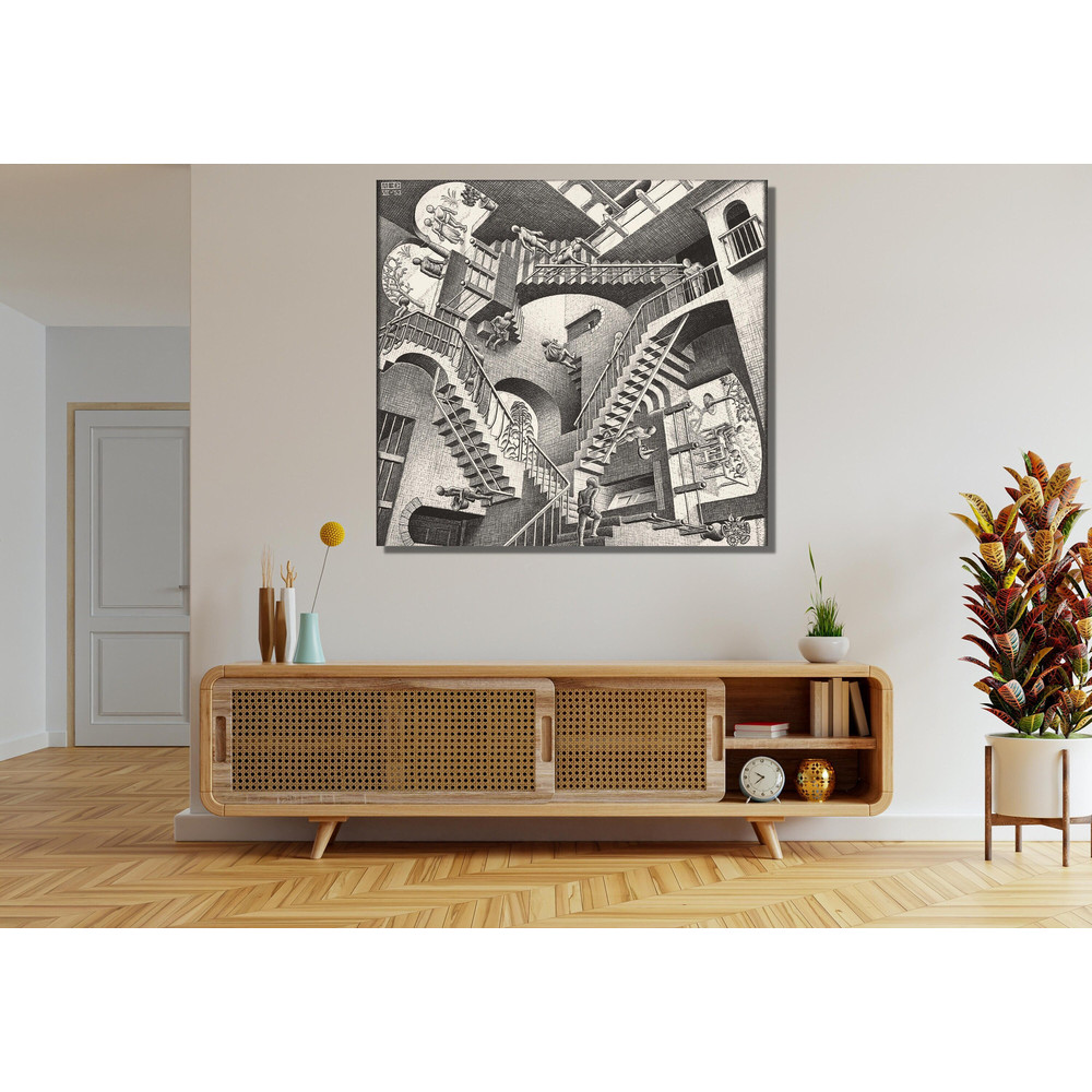 Relativity by Maurits Cornelis Escher Ready To Hang Canvas,M C ESCHER relativity Painting Canvas Print,Reproduction Modern Artwork Abstract.jpg