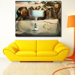 salvador dali apparition of a face and fruit dish on a beach poster 1938 ready to hang canvas, salvador dali print, surr