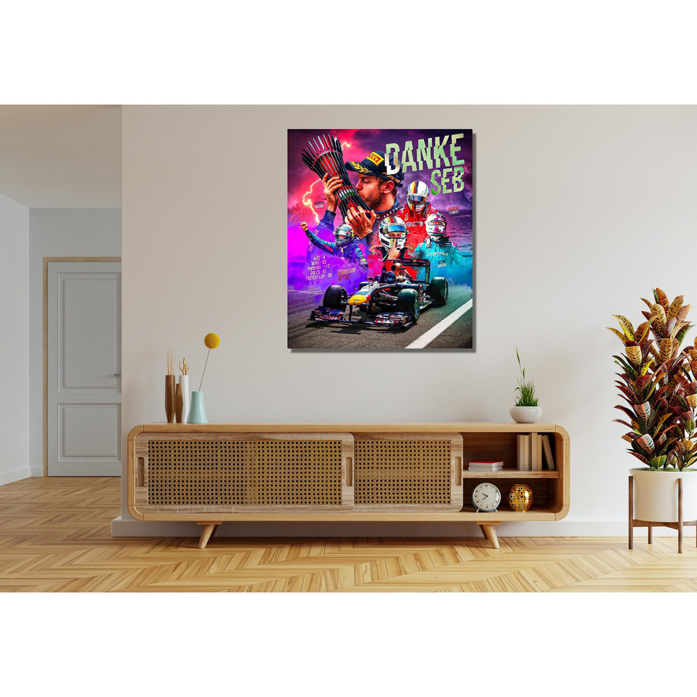 Sebastian Vettel F1 Ready To Hang Canvas,Sebastian Vettel Print Formula One F1 Grand Prix Ferrari Racing Canvas Wall Art Man Cave Decoration 2.jpg