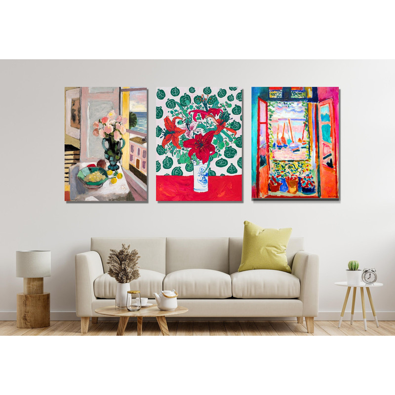 Set Of 3 Henri Matisse Ready To Hang Canvas,The Open Window Wall Art Henri Matisse Poster Matisse Gallery Wall Art Matisse Artwork Landscape 2.jpg