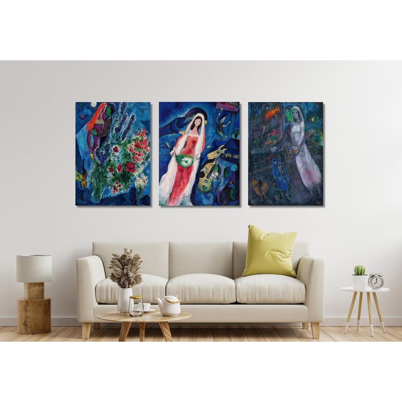 Set of 3 Marc Chagall Ready To Hang Canvas,Marc Chagall Art Exhibition Poster,Museum Print,Exhibition Print,Expressionism Marc Chagall Print 1.jpg