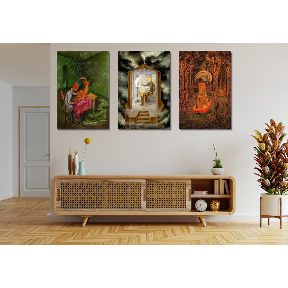 Set of 3 Remedios Varo Ready To Hang Canvas, Cat paradise by Remedios Varo Fine Art Print, Vintage Art Prints, Cat Paintings, Fantasy Art 1.jpg