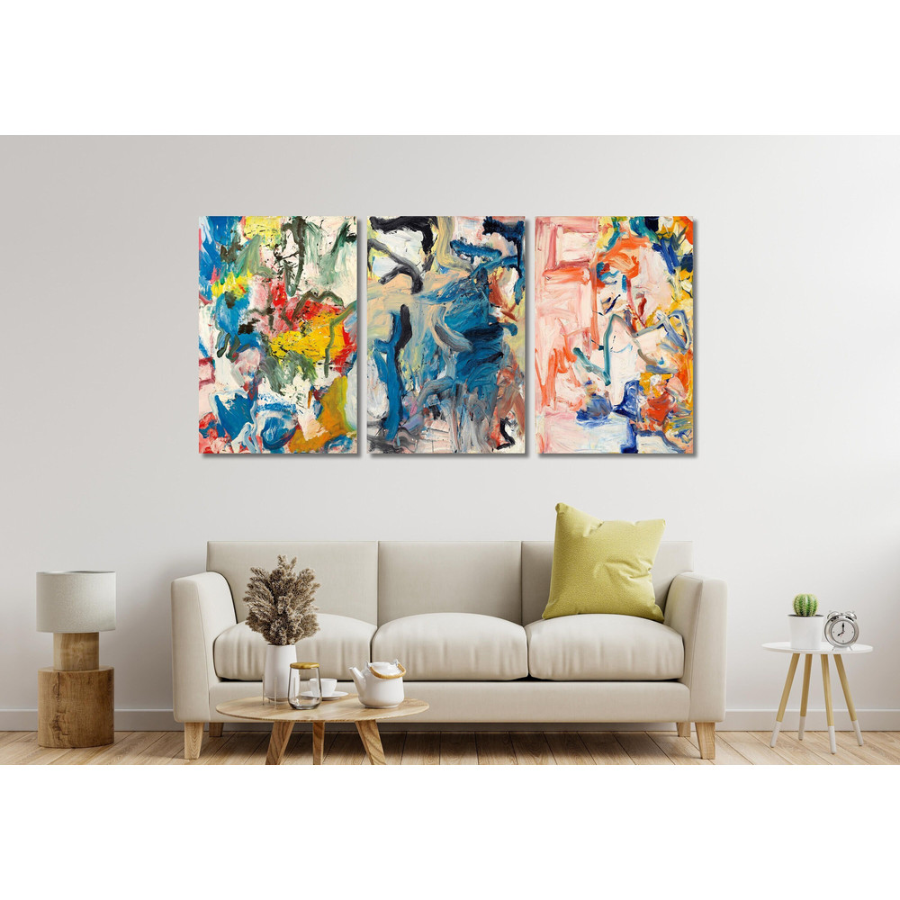 Set of 3 Willem De Kooning Ready To Hang Canvas,Oil On Canvas, Photo to Painting Poster, Fine Art Reproduction Canvas, Gift For Him Her Home 2.jpg