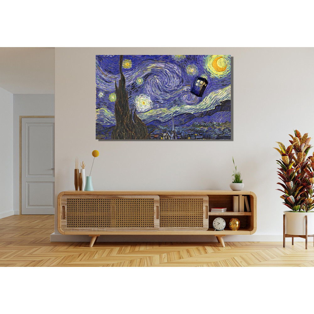 Starry Night by Vincent Van Gogh Ready To Hang Canvas,Van Gogh Tardis Poster,Van Gogh Print Vintage Painting Wall Decor,Fine Art Print Art.jpg