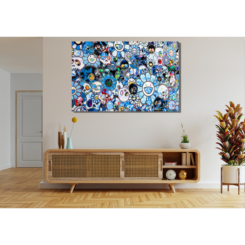 Takashi Murakami Skulls & Flowers, 2014 Ready To Hang Canvas, Flowers and Skull Print Takashi Murakami Print Takashi Murakami Print Wall Art 1.jpg