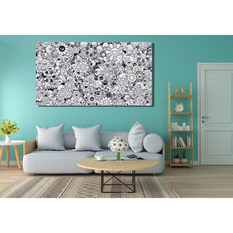 Takashi Murakami Skulls & Flowers, 2014 Ready To Hang Canvas, Flowers and Skull Print Takashi Murakami Print Takashi Murakami Print Wall Art 2.jpg