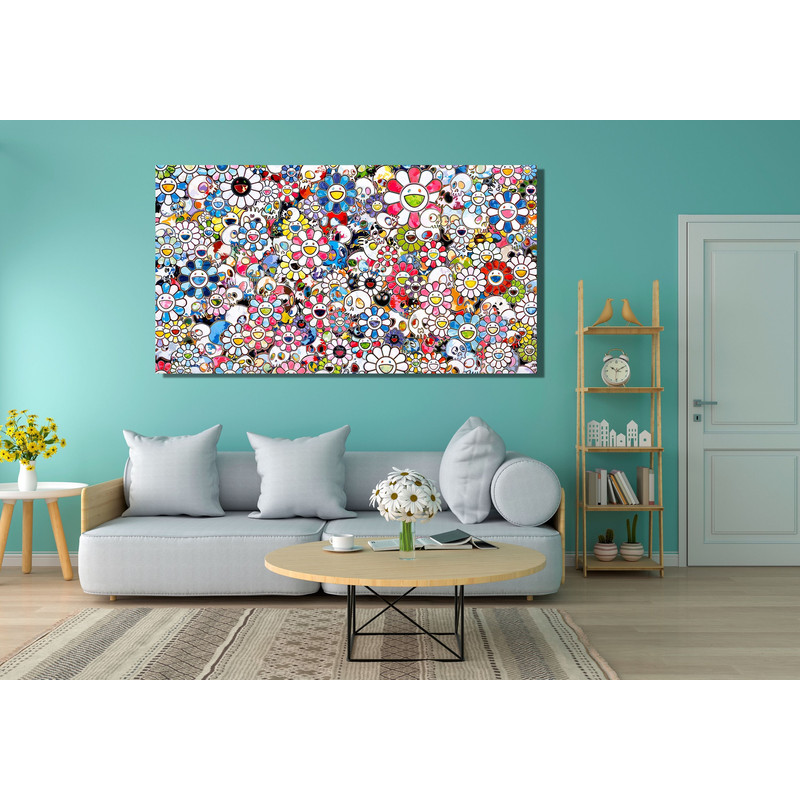 Takashi Murakami Skulls & Flowers, 2014 Ready To Hang Canvas, Flowers and Skull Print Takashi Murakami Print Takashi Murakami Print Wall Art 3.jpg