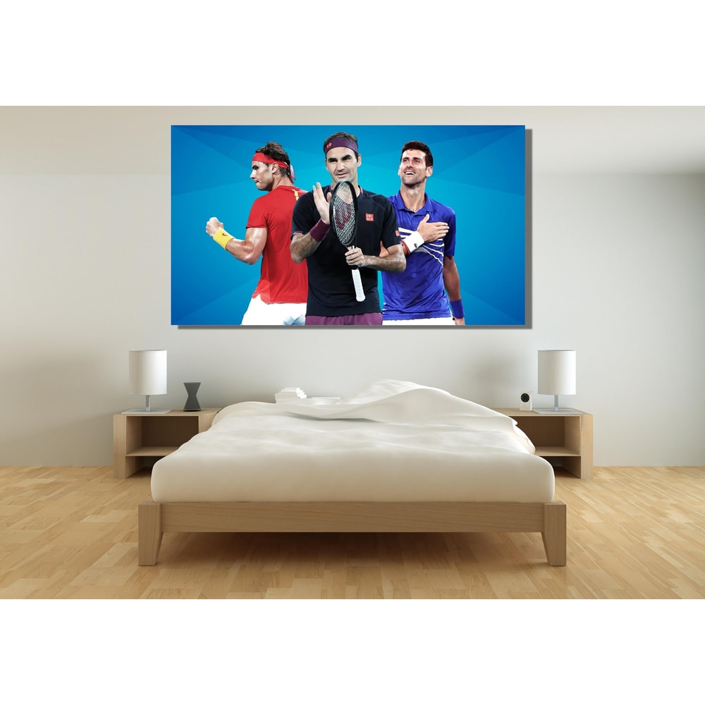 Tennis Legends Federer Nadal Djokovic Ready To Hang Canvas, Federer Wall Art, Roger Federer Poster, Roger Federer Print on Canvas, Nadal Fan 1.jpg