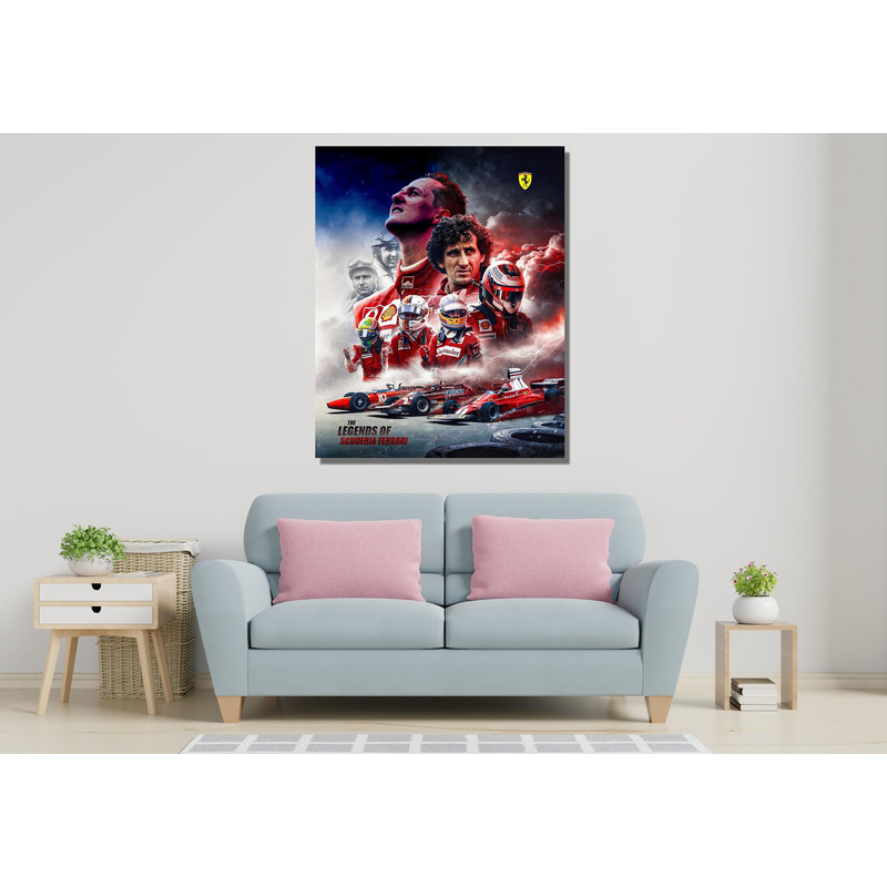 The Legends Of Scuderia Ferrari Ready To Hang Canvas, Ferrari Fans Gift, Sebastian Vettel Poster, Michael Schumacher Canvas, Ferrari Photo.jpg