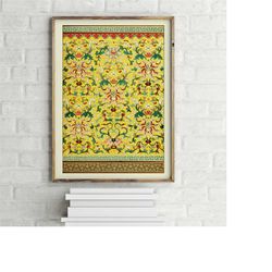 traditional chinese floral vase pattern vintage poster, retro