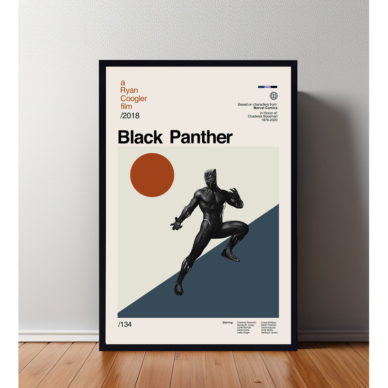Black Panther Poster, Black Panther Print, Retro Movie Poster, Room Decor, Custom Poster, Wall Art Print, Home Decor, Minimalist Wall Art 1.jpg