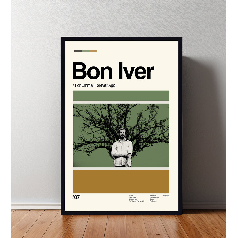 Bon Iver Poster, Bon Iver Print, Minimalist Movie, Vintage Retro, Abtract Poster, Aesthetic Poster, Vintage Art, High Quality, Home Decor.jpg