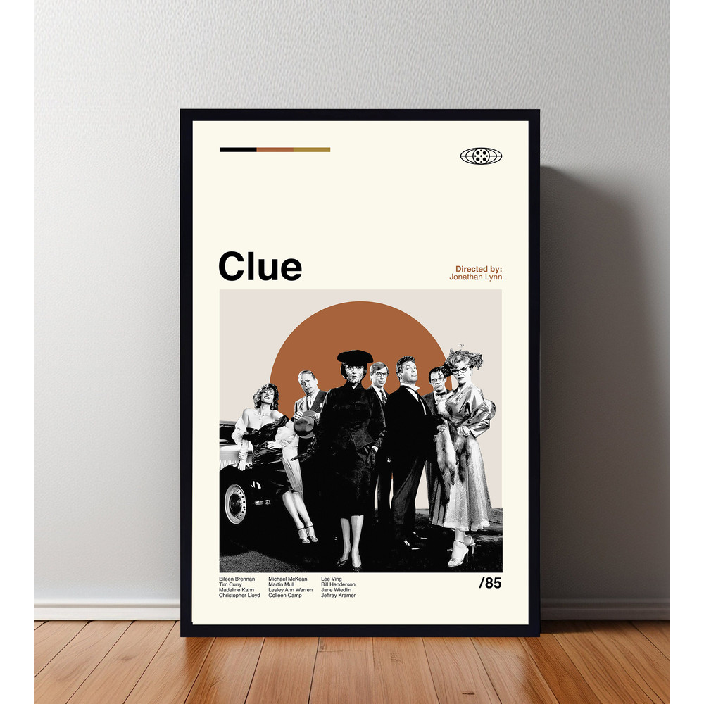Clue Movie Poster, Clue Print, Retro Movie Poster, Minimalist Art Print, Vintage inspired, Midcentury Art, Wall Art, High Quality, Home Art.jpg