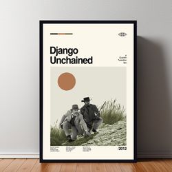 django unchained movie poster, django unchained print, wall art, minimalist movie, high quality, modern art, custom post