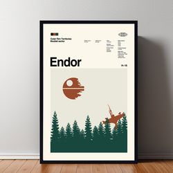 endor movie poster, endor print, minimalist poster, retro modern, vintage poster, midcentury art, wall art, high quality