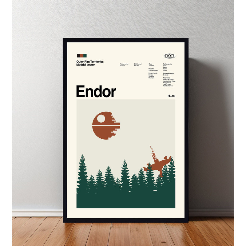 Endor Movie Poster, Endor Print, Minimalist Poster, Retro Modern, Vintage Poster, Midcentury Art, Wall Art, High Quality, Home Decor.jpg