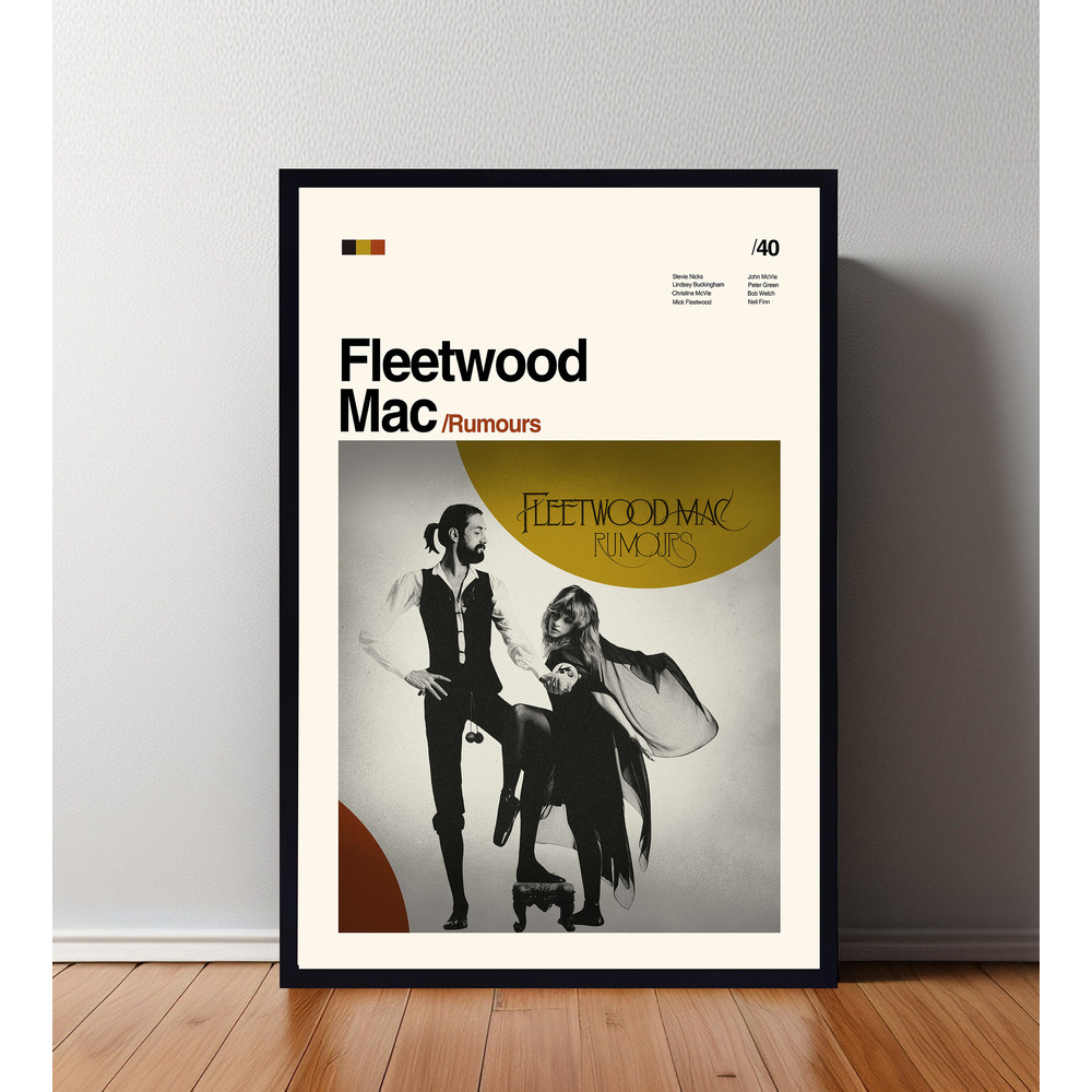 Fleetwood Mac Poster, Fleetwood Mac Print, Custom Poster, Vintage Inspired Poster, Vintage Poster, Minimalist Art, High Quality, Wall Art.jpg