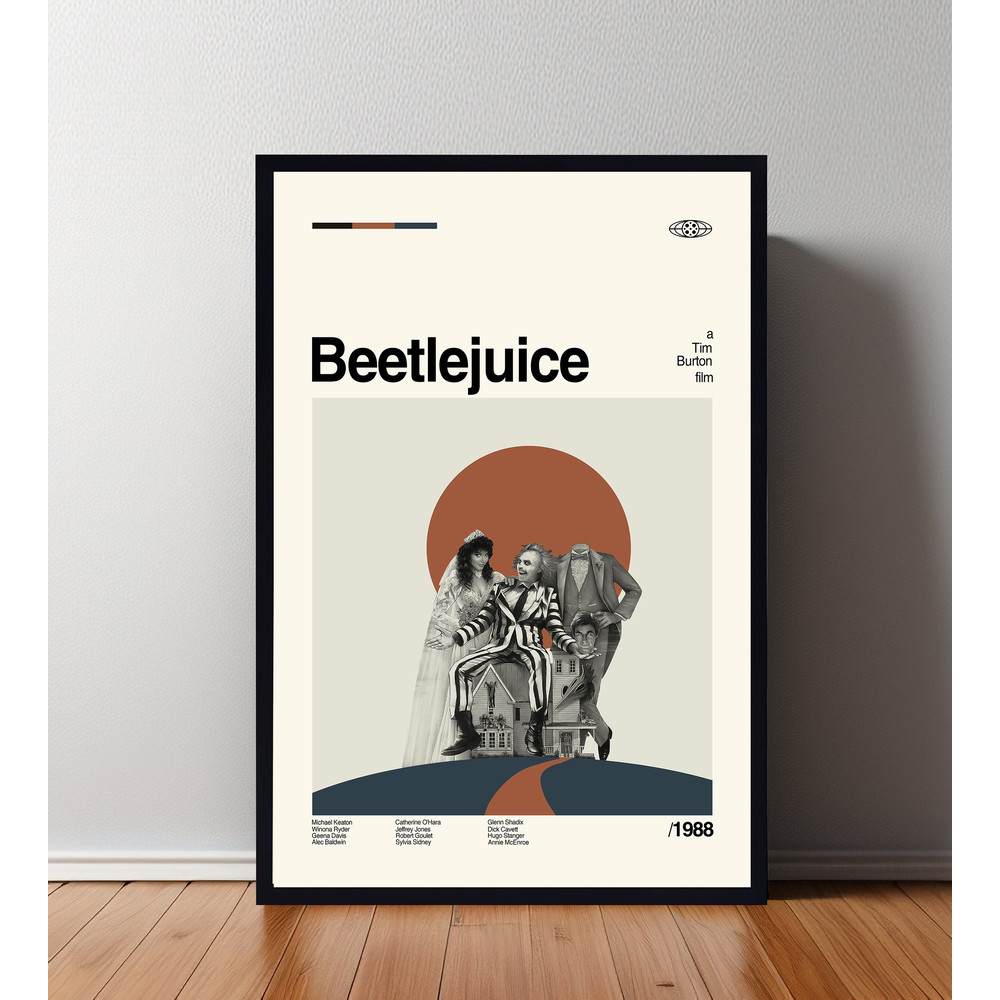 Beetlejuice Movie Poster, Beetlejuice Print, Retro Movie Poster, Minimalist Art Print, Vintage inspired, Midcentury Art, Wall Art.jpg