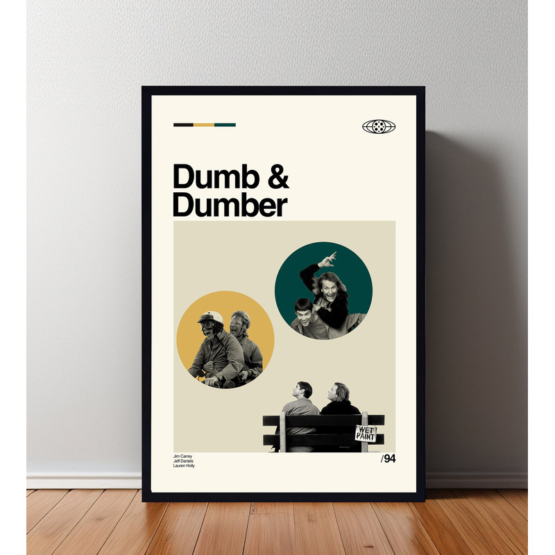 Dumb And Dumber Movie Poster, Dumb And Dumber Print, Minimalist Poster, Retro Modern, Vintage Poster, Midcentury Art, Wall Art, Home Art.jpg