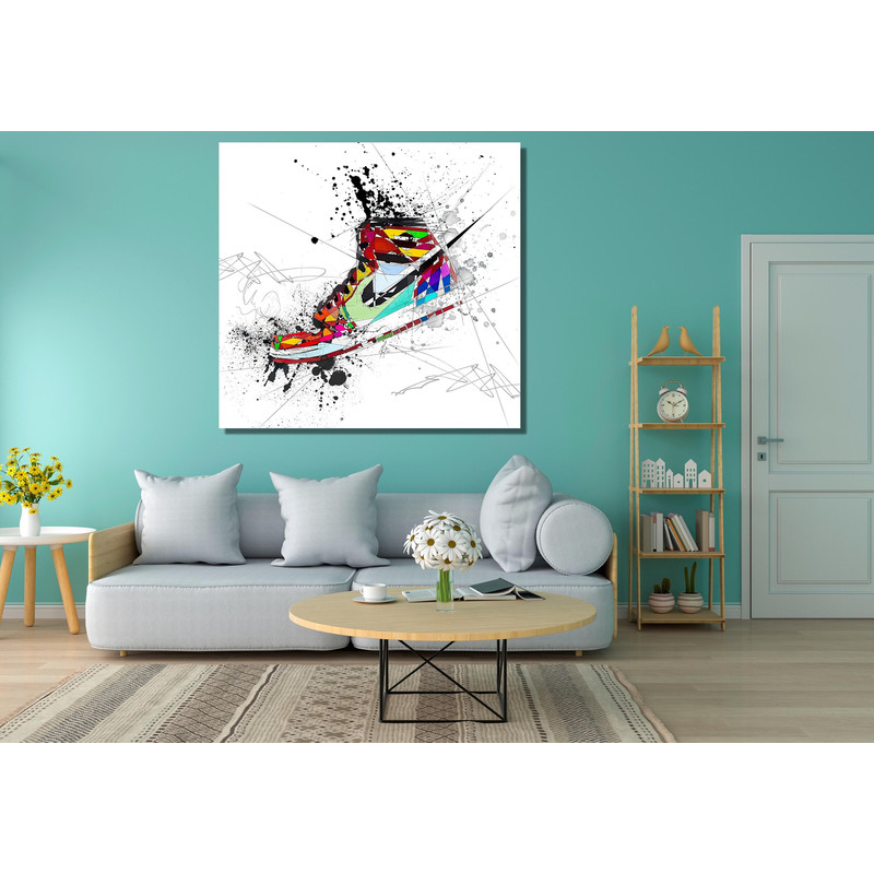GOAT Michael Jordan Ready To Hang Canvas, Air Jordan Wall Art, Basketball Legend Artwork, Air Jordan Graffiti Canvas, Air Jordan Shoe Poster.jpg