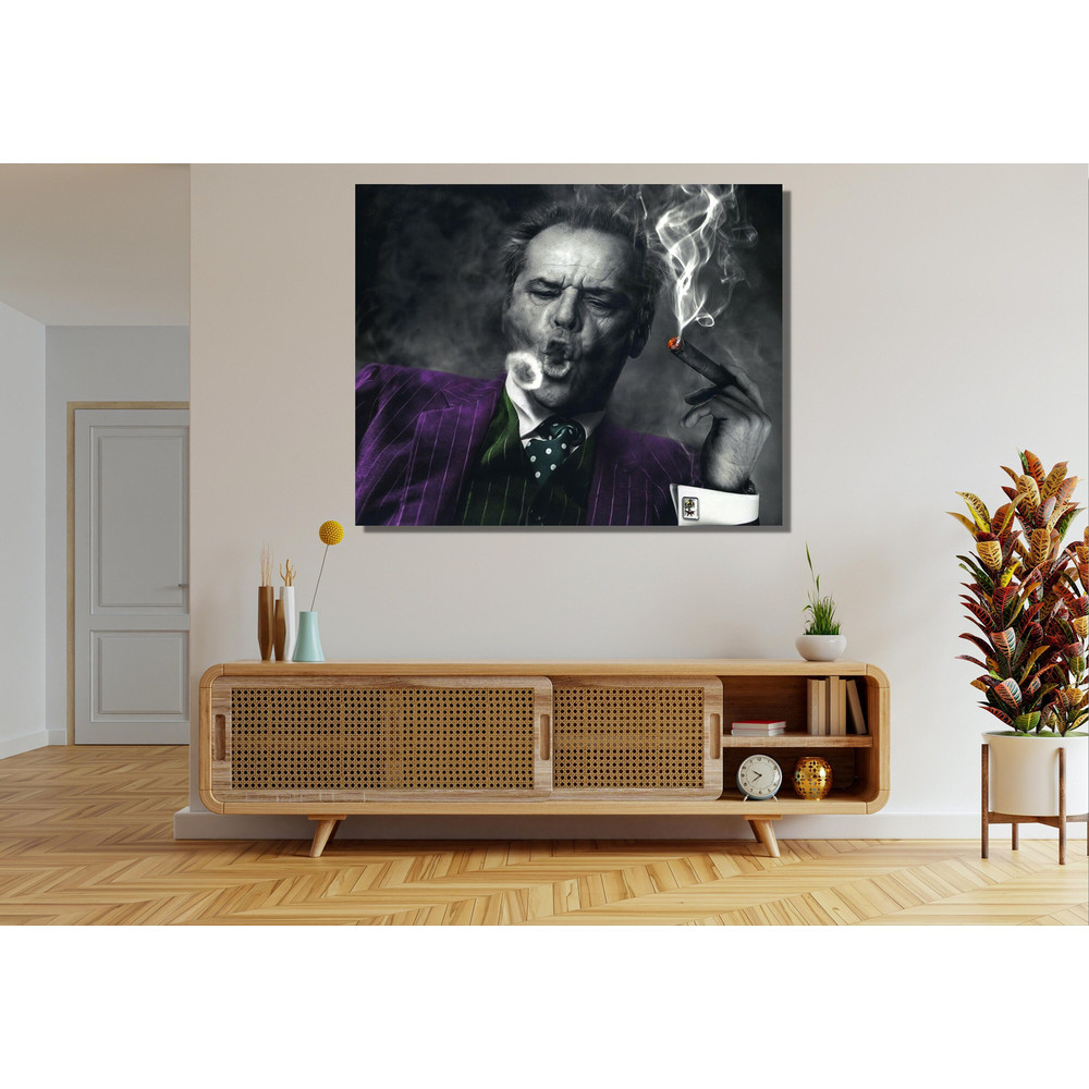 Jack Nicholson Ready To Hang Canvas, Colorful Jack Nicholson Poster Jack Nicholson Art Black and White Jack Nicholson Cigar Portre Canvas.jpg