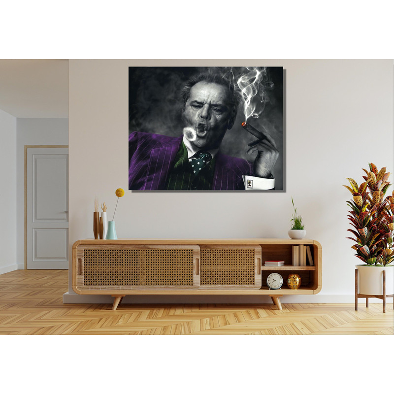 Jack Nicholson Ready To Hang Canvas, Colorful Jack Nicholson Poster Jack Nicholson Art Black and White Jack Nicholson Cigar Portre Canvas.jpg