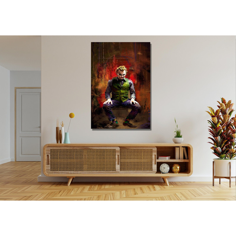 Joker Heath Ledger Ready To Hang Canvas,Joker Canvas Wall Art,Joker Painting Extra Large Wall Art,Joker Wall Decor Comic Poster Ready ToHang.jpg